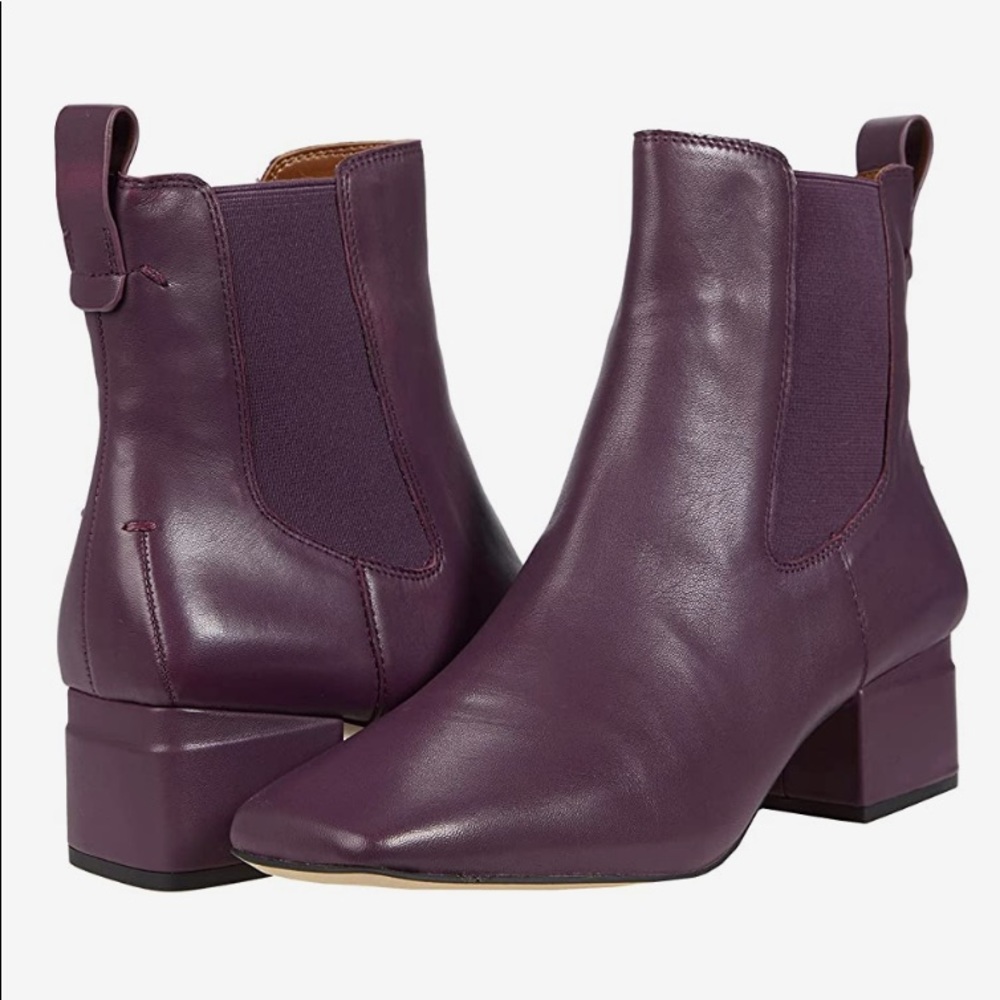 Franco Sarto Leather Chelsea Boot Block Heel Women’s 7